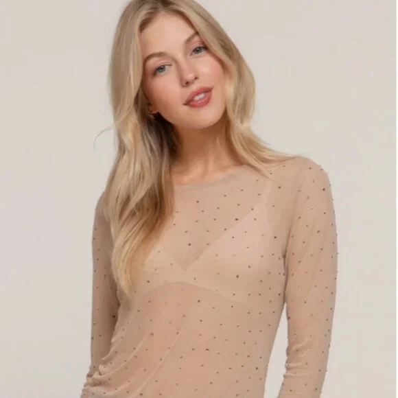 CLEAR OUT!!!! Sheer Rhinestone Top - Picture 4 of 6